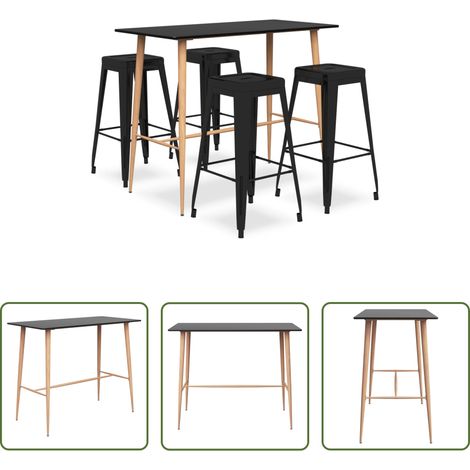 Barhocker - 5-tlg. Bar-Set Schwarz (1/5)