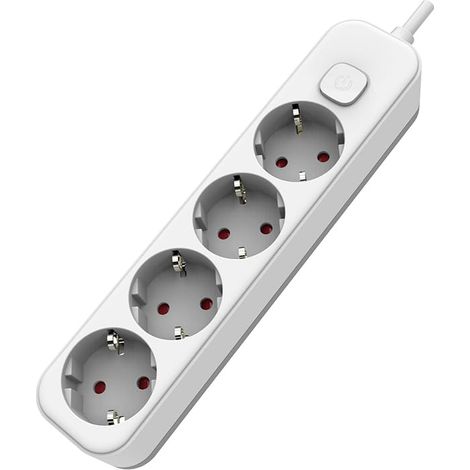 Multiprise Blanche à 4 Prises avec Interrupteur et câble de 1,5 m. Idéal pour connecter Plusieurs appareils avec Confort et sécurité.