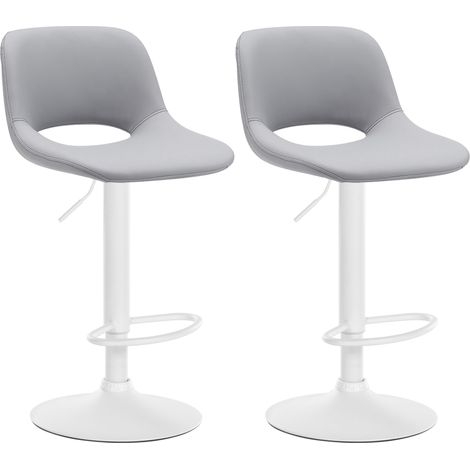 Set de 2 Taburetes de bar Camden En Polipiel Gris Metal blanco mate (1/5)