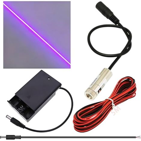 Kit module laser à foyer ajustable, (Forme source lumière : Ligne pourpre) Diode module laser industriel 405 nm, 3-5V, Branchement DC 2,1 mm + Kit d'alimentation (1/5)