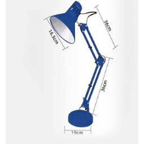 Trade Shop - SCHREIBTISCHLAMPE MIT GELENKARM E27 ANSCHLUSS TISCHLEUCHTE FÜR BÜRO - Blau (1/2)
