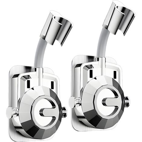 Lot de 2 supports de pommeau de douche sans perçage - Réglable à 360° - Avec adaptateur en silicone - Support de pommeau de douche (1/5)