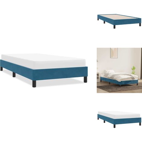 Cadre de lit sans matelas bleu foncé 100x220 cm velours - Cadre De Lit - Cadres De Lit - Lit - Meuble De Chambre À Coucher (1/5)