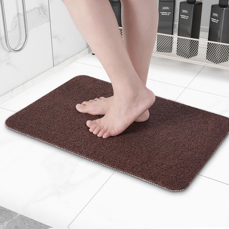 Tapis de bain, tapis de baignoire, tapis de douche marron, tapis de sol pour toilettes, avec semelle antidérapante à coussin d'air, 40 x 60 cm, en luffa (1/5)