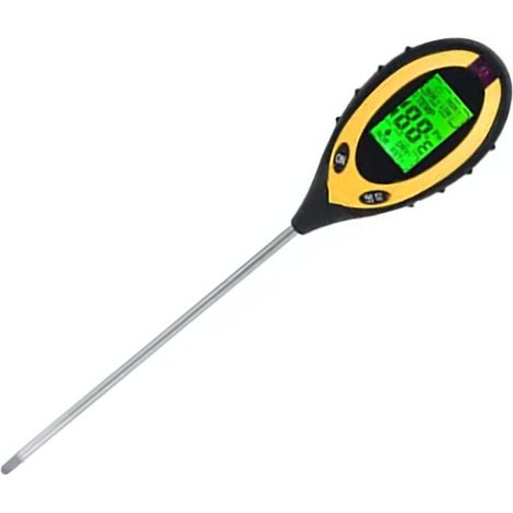 Testeur 4-en-1 pour Sol : Température, Luminosité, Humidité et pH – Idéal pour Jardin Familial, Vergers, Riz et Légumes