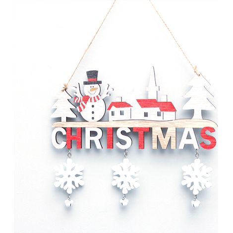 Panneau De Noël En Bois - Décoration Murale Ou Porte - Motif Merry Christmas Rouge Et Blanc - 1 Pièce (1/5)