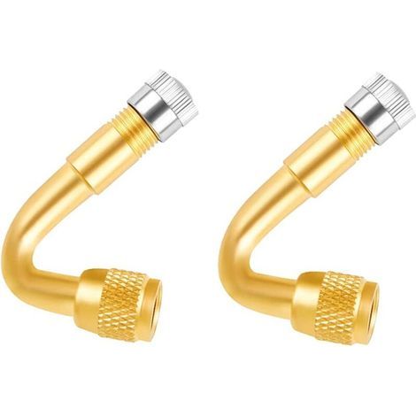 Lot de 2 rallonges de valve, rallonge de valve, adaptateur de valve, angle de valve, valve, valve, valve, valve, valve, angle pour voiture, moto, vélo, scooter (45 degrés) (1/5)