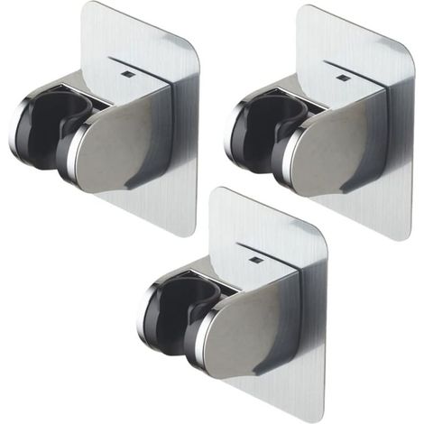 Support adhésif pour pommeau de douche, 3 pièces, réglable, ABS argenté (1/5)