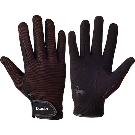 Professional Horse Riding Gloves Equestrian Horseback Riding Gloves For Men Women-S-M-Brown