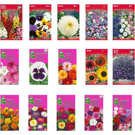 Nojus - Lot de graines de fleurs - Graines de fleurs 15 variétés - Graines de fleurs annuelles et bisannuelles - 15 paquets - Graines de plantes colorées (1/5)