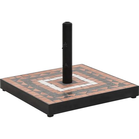 Base de parasol carrée réglable 40 x 40 x 28 cm poids robuste style classique en fer terre cuite