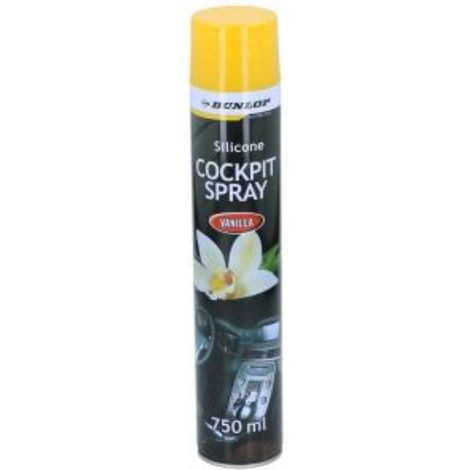 DUNLOP Spray Cockpit 750ml Vanille – Nettoyant & Protecteur Intérieur Auto, Parfum Vanille Longue Durée, Fini Brillant & Frais