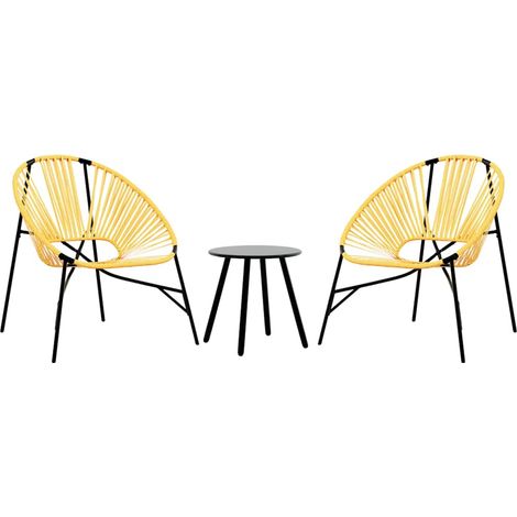 Maison Exclusive - Set di Sedie da Giardino 3 pz in Polyrattan Nero e Giallo