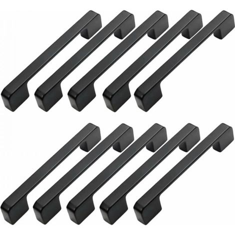 10pcs Poignée Meuble Entraxe 128mm-Poignée Porte Cuisine Noire Poignee Barre Meuble Poignee De Cuisine Noire 128mm (1/5)