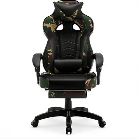Ergonomischer Gaming-Stuhl aus Kunstleder mit Fußstütze Schwarz/Grün MODENUIT (1/4)