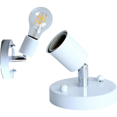 Douille D'ampoule, Support Douille pour Ampoule LED, E27 Moderne Vintage Plafonnier Mur Monté Lampe Douille Douille 180°Rotation Convient pour Cuisine Salle À Manger Couloir(blanche) (1/5)