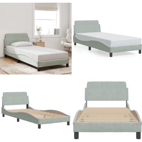 Bettgestell ohne Matratze Hellgrau 90x200 cm Samt - Samtbettwäsche - Doppelbett - Boxspringbett - Lattenrost - Schlafzimmer Dekoration - Home & Living (1/5)