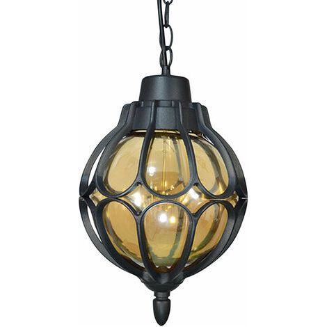 QORVA-Suspension Luminaire Rétro 225385 mm Lustre Plafonnier Vintage Noir Lampe Cage Éclairage de Plafond Abat-jour en Métal pour Restaurant Salon Chambre Cuisine Bar Couloir (sans ampoule)