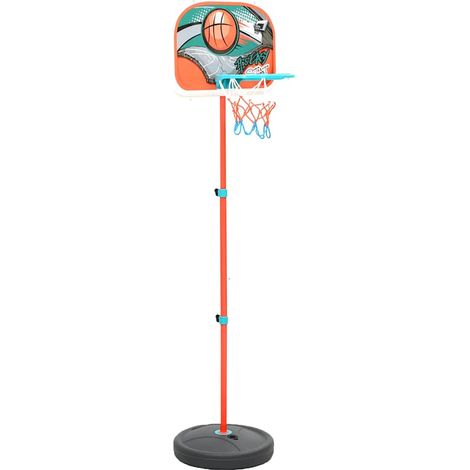 Panier de basket enfant portable réglable avec ballon et pompe multicolore 133-160 cm - PANGIVO (1/5)