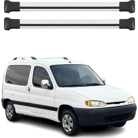 OMAC Barres de toit en aluminium pour Peugeot Partner mk1 1996-2008 – TÜV / DIN 75302:2019 – Charge max 75 kg – 2 barres Argent (1/4)