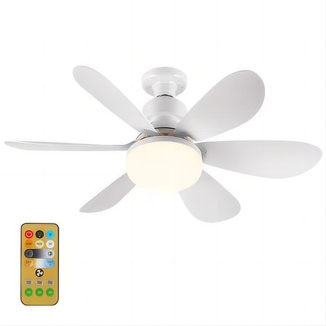 Ventilateur de plafond silencieux 52 cm avec lumière LED et télécommande, lampe de 40 W, douille E27
