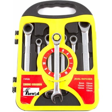 CHIAVI COMBINATE CRICCHETTO CHIAVE FISSE FISSA ACCIAIO 7 PZ 8 - 19 MM 255 GIAL