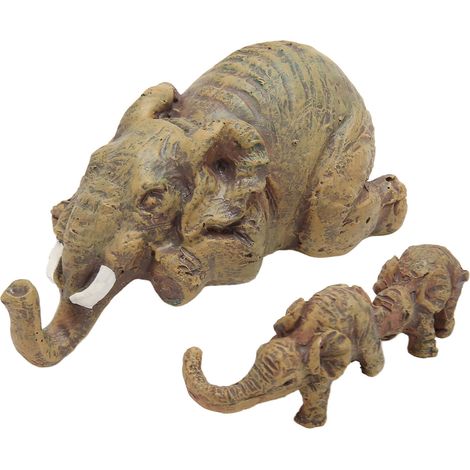 Résine Statue Éléphant Mère Portant Bébé Peinte à Main, Décor Original pour Salon Chambre Bureau WJ7041 (1/5)