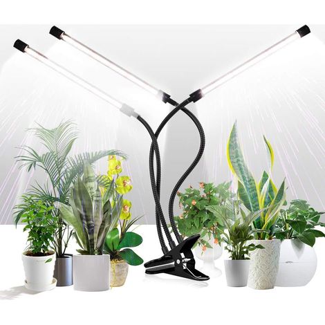 Lámparas de cultivo de 3 cabezales para plantas de interior, luces LED blancas de espectro completo para el cultivo de plantas con cuello de cisne flexible. (1/2)