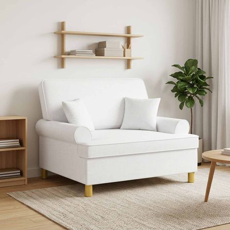 vidaXL XXL Armchair with Cushions Blanc Tissu (1/5)