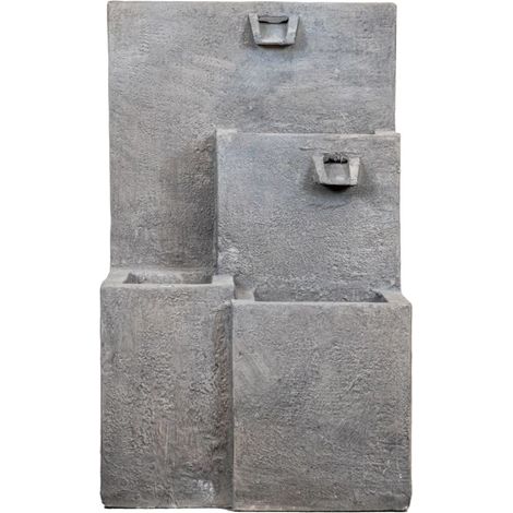 fontana da esterno a due vasche con portavaso e pompetta per ricircolo acqua 42x40x70 cm (1/4)