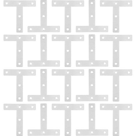 Lot de 20 Équerres de T en Acier Inoxydable, Plaques de Support D'angle Robustes, Supports de Fixation Plats pour Meubles, Armoires, Tables – Usage Polyvalent et Résistant (1/5)