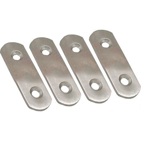 Piastre dritte per collegamento "PLC14" 40x16x1,5mm in acciaio inox (4 unità, viti incluse)