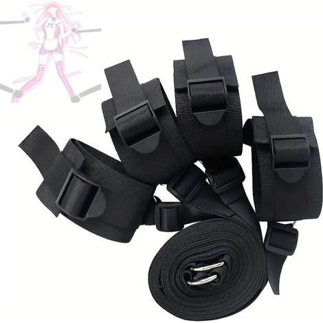 1 jeu de sangles de yoga en nylon noir avec manchettes pour les exercices des mains et des pieds (1/5)