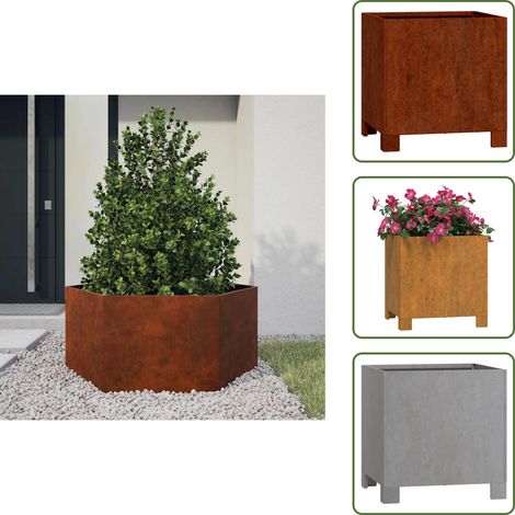 Pflanzkübel mit Beinen Rostig 32x30x33 cm Cortenstahl - Rostiger Pflanzkübel - Cortenstahl Pflanzkübel - Gartendekoration - Balkonpflanze - Terrasse Pflanze (1/5)