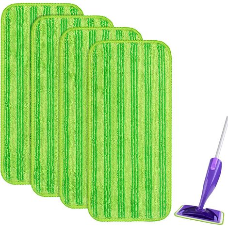 Chiffon Reutilisable Pour Balai Humide - Lingette Microfibre 30 x 14 cm - Compatible Avec Balais Humides de 25 à 30 cm - Lot de 4