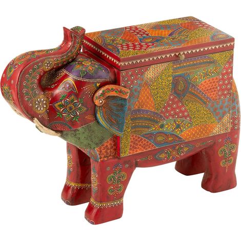Coffre Éléphant en Bois "Delhi" 79cm Multicolore (1/5)