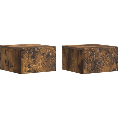 Wandmontierter Beistelltisch 2 pcs Geräucherte Eiche vidaXL