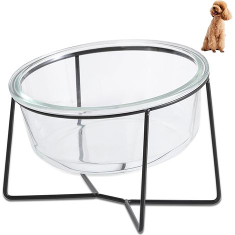 Gamelle pour Chien Surélevée et Inclinée - Bol en Verre pour Eau et Nourriture avec Support Gamelle Chien Surelevee - Adaptée aux Animaux de Taille Moyenne et Grands Chats - 650 ML (1/5)