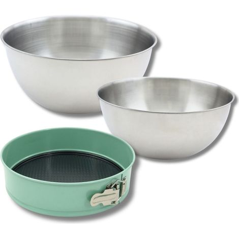Ensemble comprenant 1 Moule à Manqué Zenker, 2 Bols à Mixer en inox Fackelmann