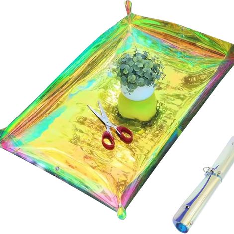 Tapis étanche réutilisable pour pot de fleur et cache-pot, protection anti-salissure pour balcon et rebord, Composition : 49,5 × 75 cm, Couleur : irisé (1/5)
