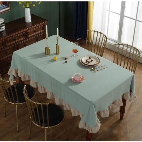Nappe souple rectangulaire 120 x 160 cm, protection plateau de table, décoration salle à manger, vert menthe (1/4)