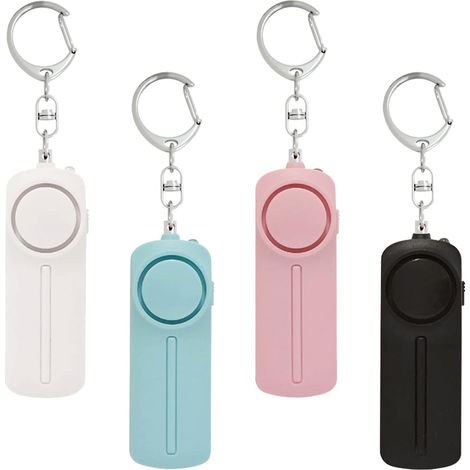 Lot de 4 alarmes personnelles de sécurité pour femme, porte-clés d'autodéfense de sécurité 130 dB (1/5)