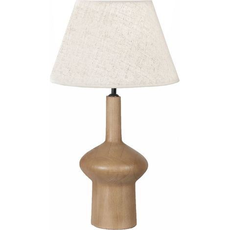 Lampe de table en bois naturel style toffee chaleureuse - Bois naturel toffee et beige clair (1/3)