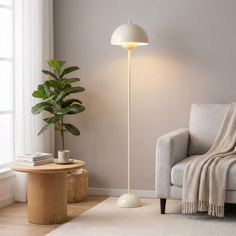 Lampadaire Moderne avec Double Abat-Jour Métallique Ø30 cm, Design Minimaliste en Blanc Crème, Hauteur 164 cm, Base Stable avec Interrupteur au Pied - Parfait pour Salon et Lecture (1/5)