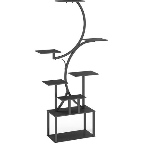Portapiante a 8 Livelli 74x26x158,5 cm con Design a S per Interni ed Esterni in Metallo Nero (1/5)