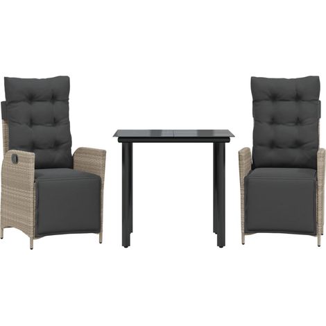 Maison Exclusive - Set Pranzo da Giardino 3pz con Cuscini Grigio Chiaro Polyrattan