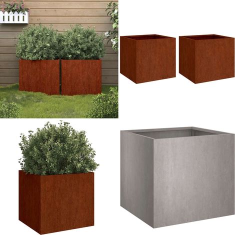 Jardinières 2 pcs 49x47x46 cm acier corten - Jardiniere - Pot De Fleurs - Acier Corten - Bac À Fleurs - Déco Jardin - Home & Living (1/5)