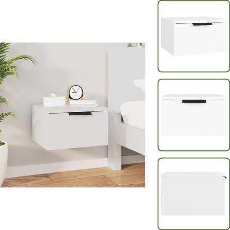 Table de chevet murale blanc 34x30x20 cm - Table De Chevet Murale - Meuble De Chambre - Armoire De Chevet - Étagère Murale - Rangement Mural (1/5)