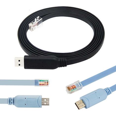 Câble console USB vers RJ45 de 1,8 m Compatible avec Cisco, noir (1/5)