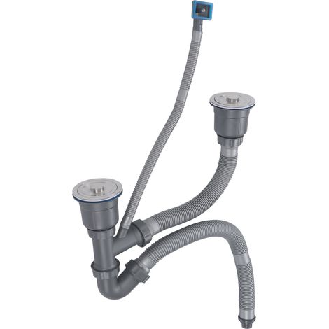 Lot complet d'évacuation double évier avec anti-odeur, tuyau de vidange rapide D50S02 (1/5)
